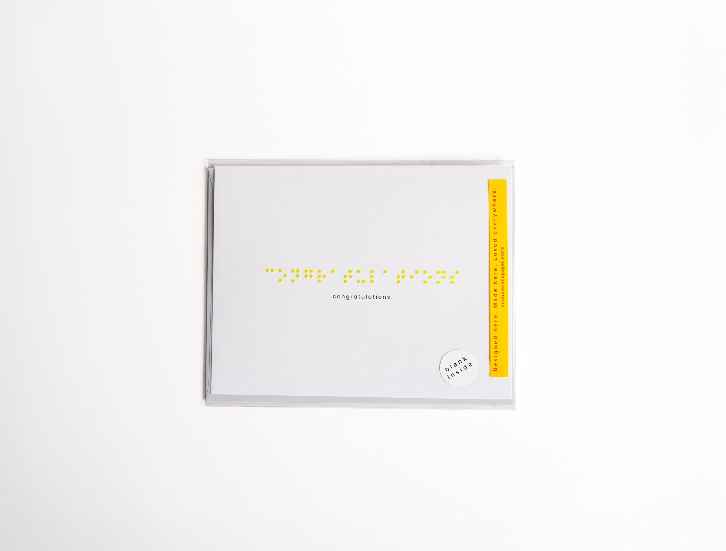 CONGRATULATIONS - Braille Greeting Card Scribbles & Paper in yellow