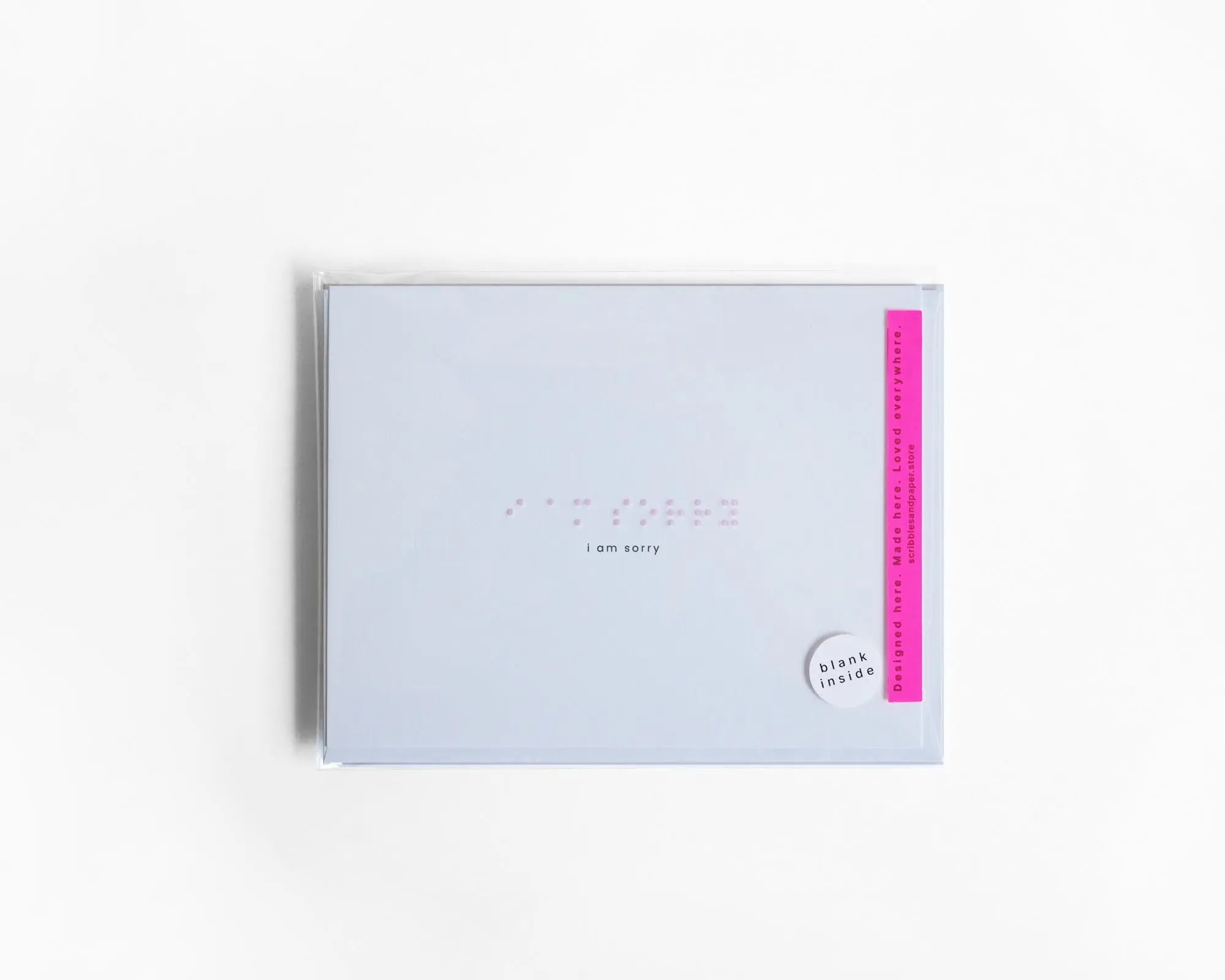 I AM SORRY - pink Braille Greeting Card Scribbles & Paper