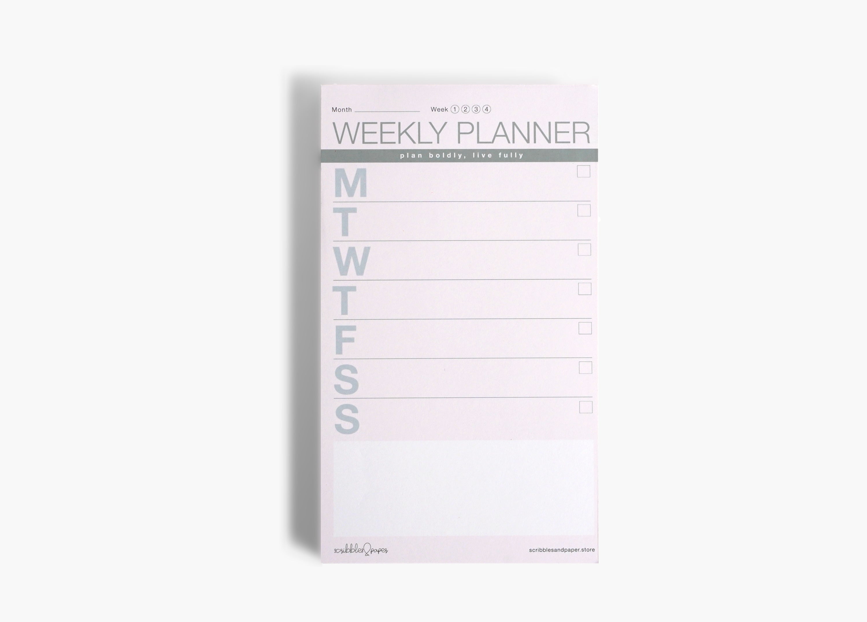 WEEKLY PLANNER Notepad - Pink/Grey (undated) Scribbles & Paper
