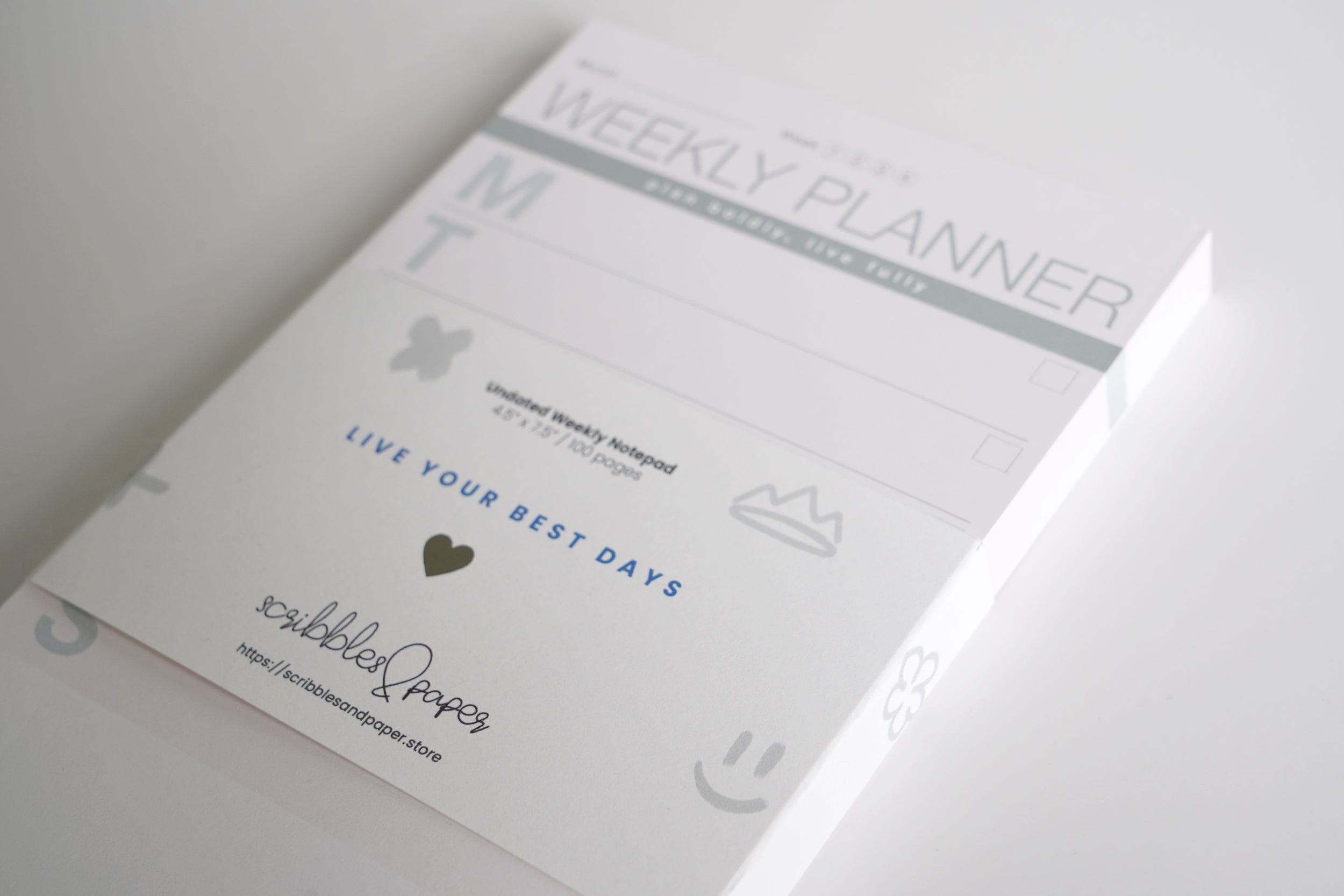 WEEKLY PLANNER Notepad - Pink/Grey (undated) Scribbles & Paper
