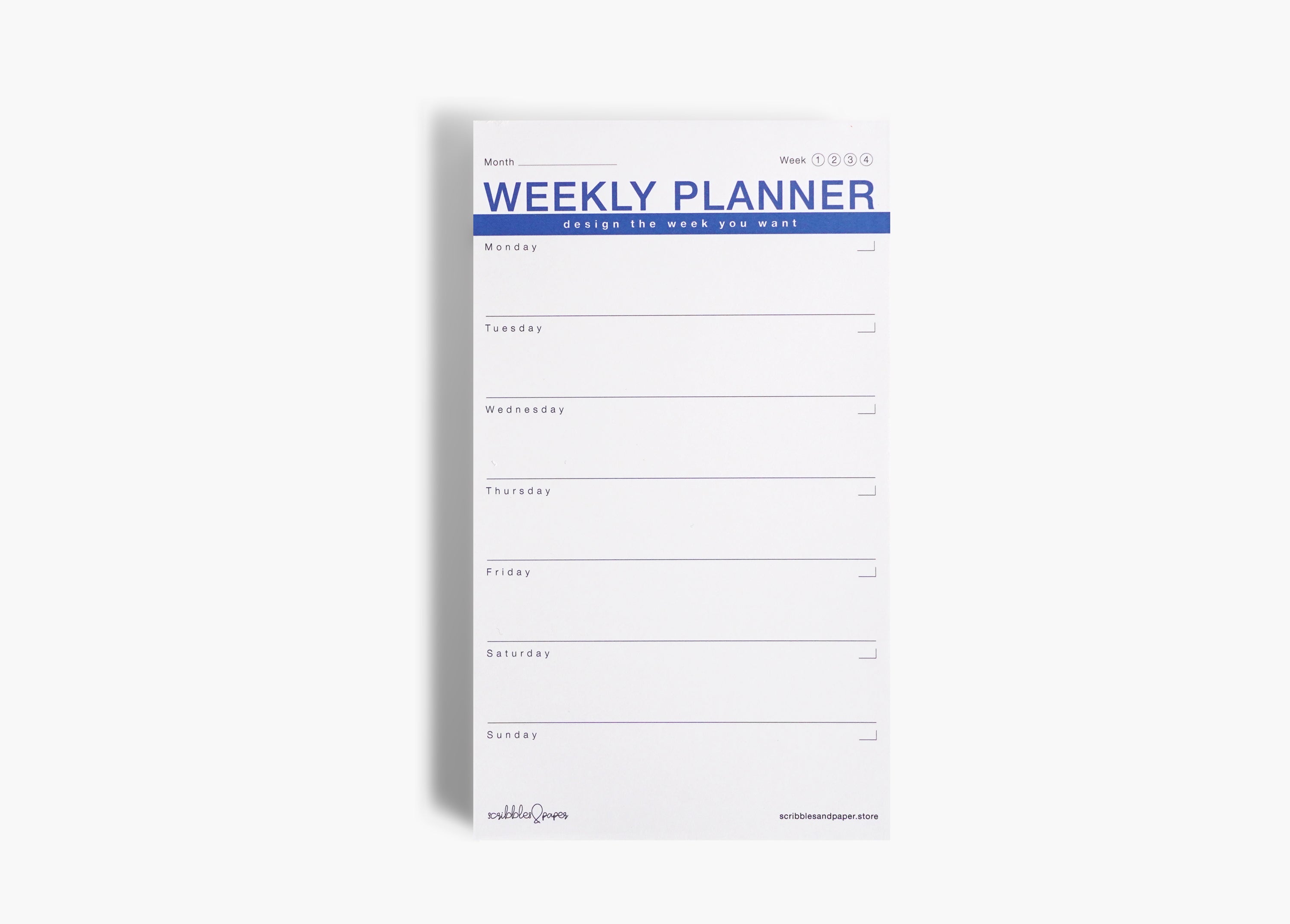 WEEKLY PLANNER Notepad - Blue (undated) Scribbles & Paper