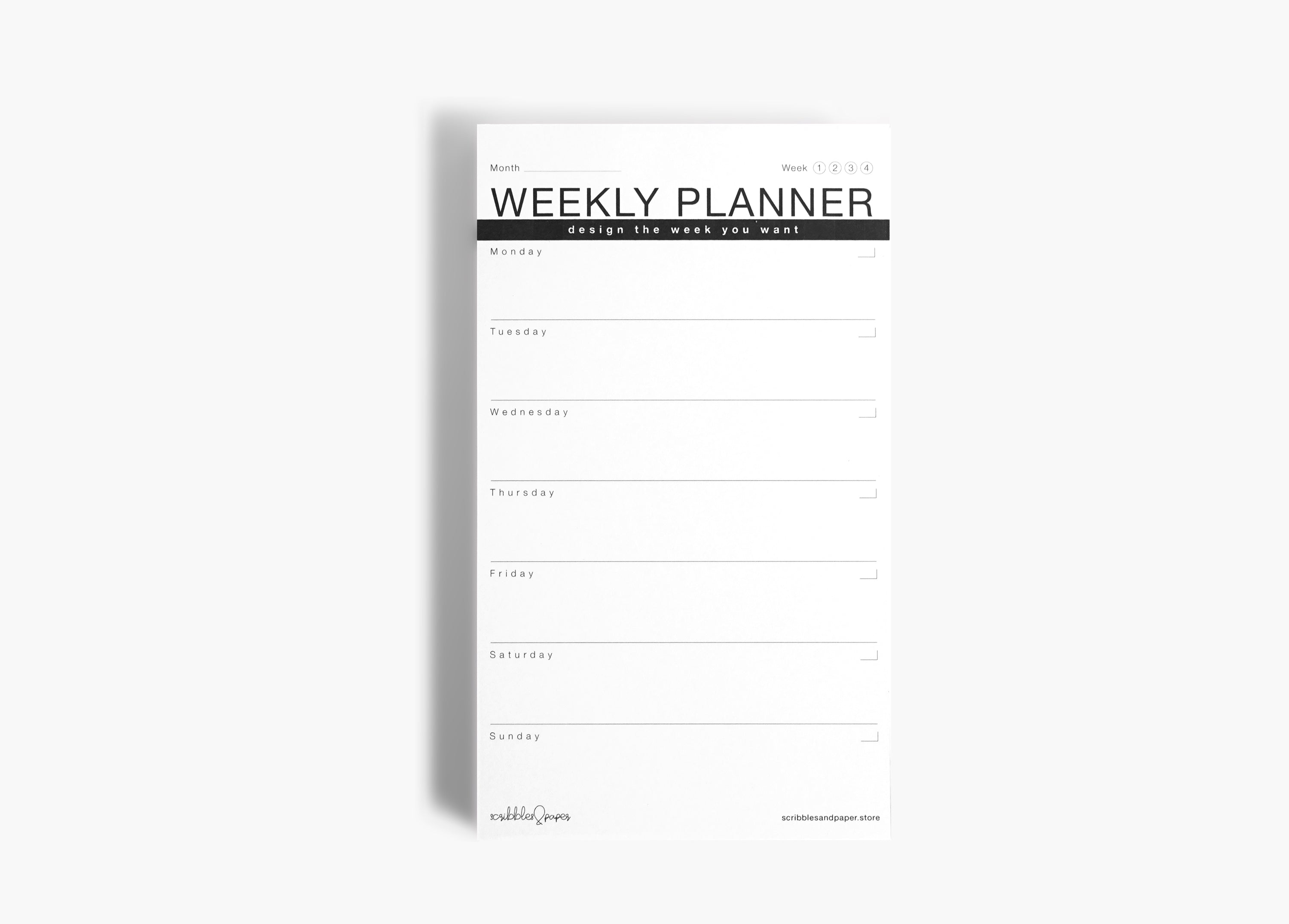 THIS WEEK Notepad - Black/White (undated) Scribbles & Paper