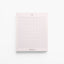 Modern pink notepad with graphic blue grid and notes heading – 100-page stationery. (front view)