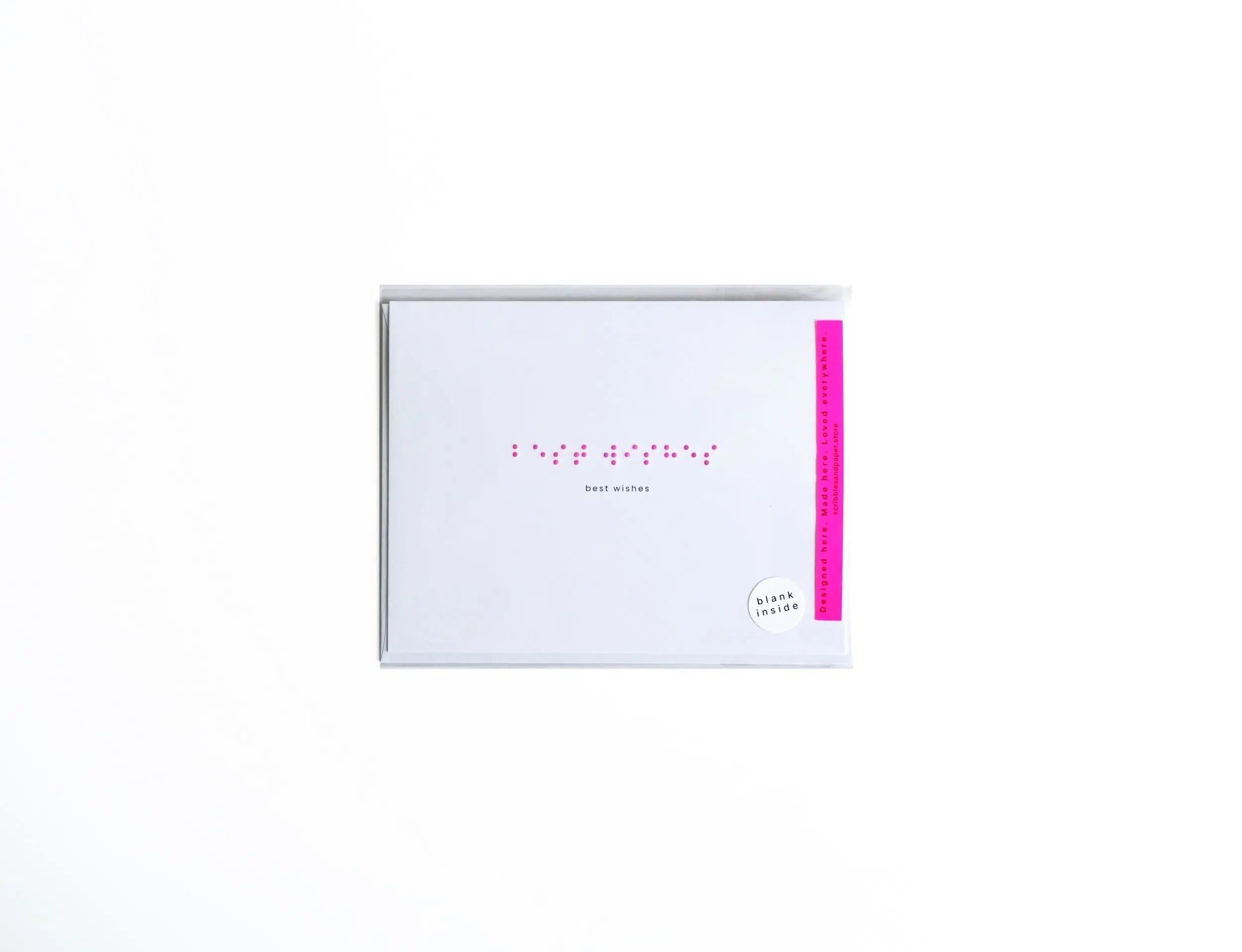 BEST WISHES - Braille Greeting Card Scribbles & Paper in pink