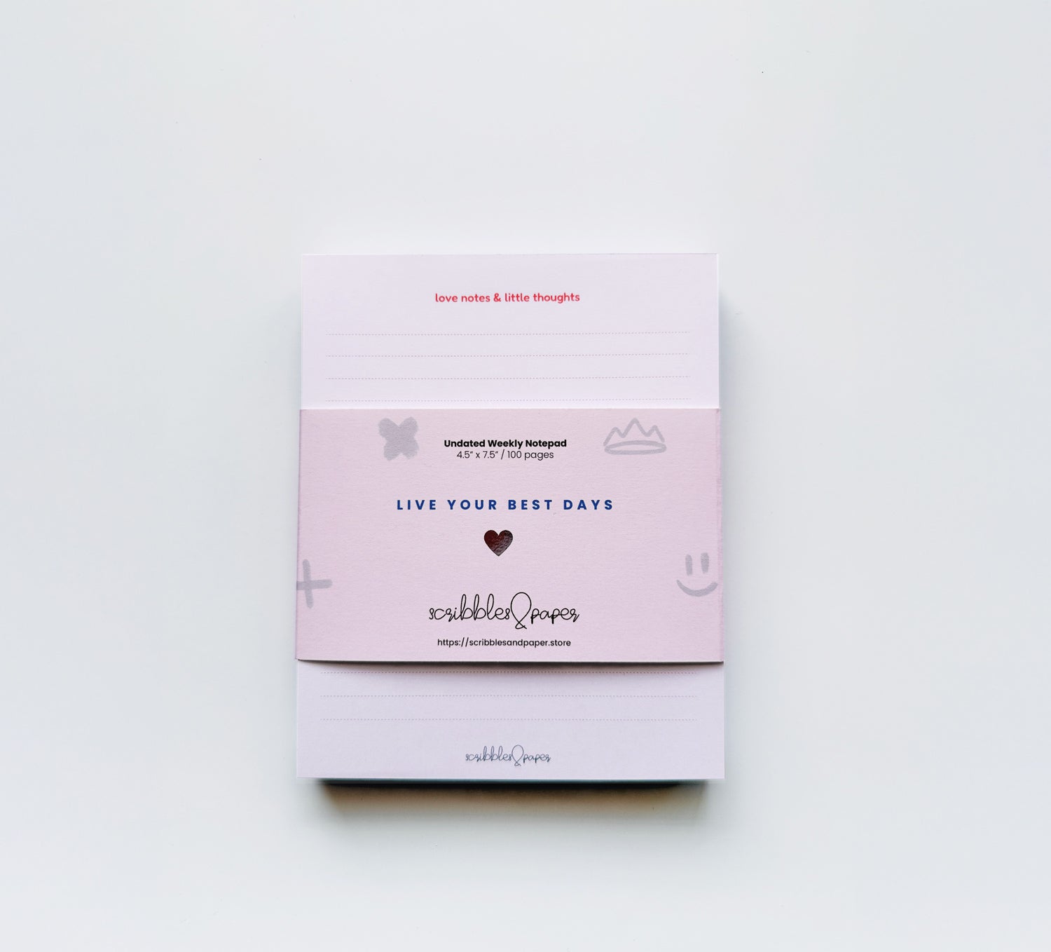 Chunky Notepad - Pink Scribbles and Paper