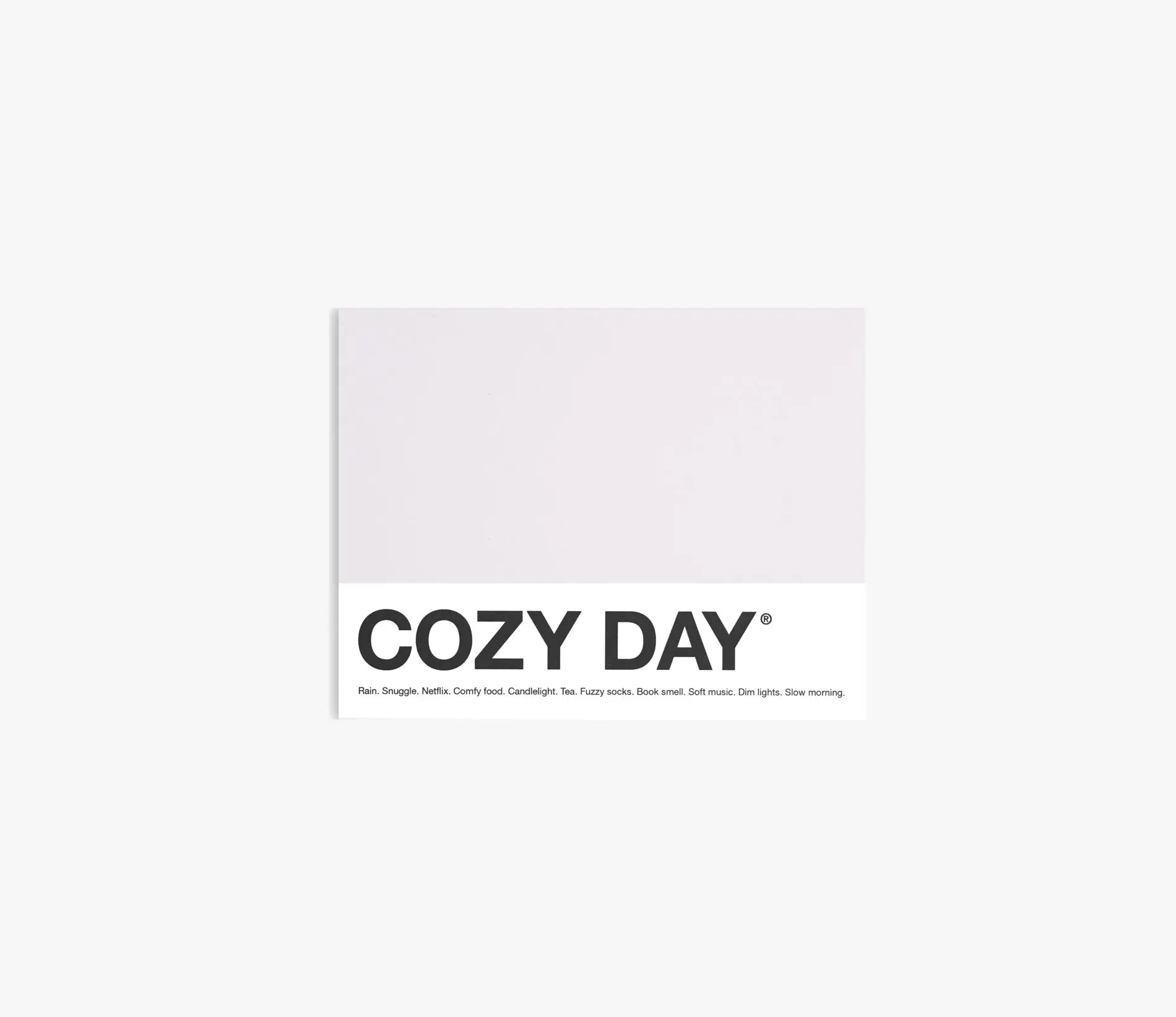 Cozy Day - Pantone-inspired greeting card in light mauve and pink — soft and cozy design