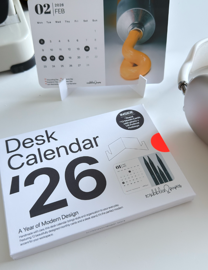 calendar box and calendar on stand