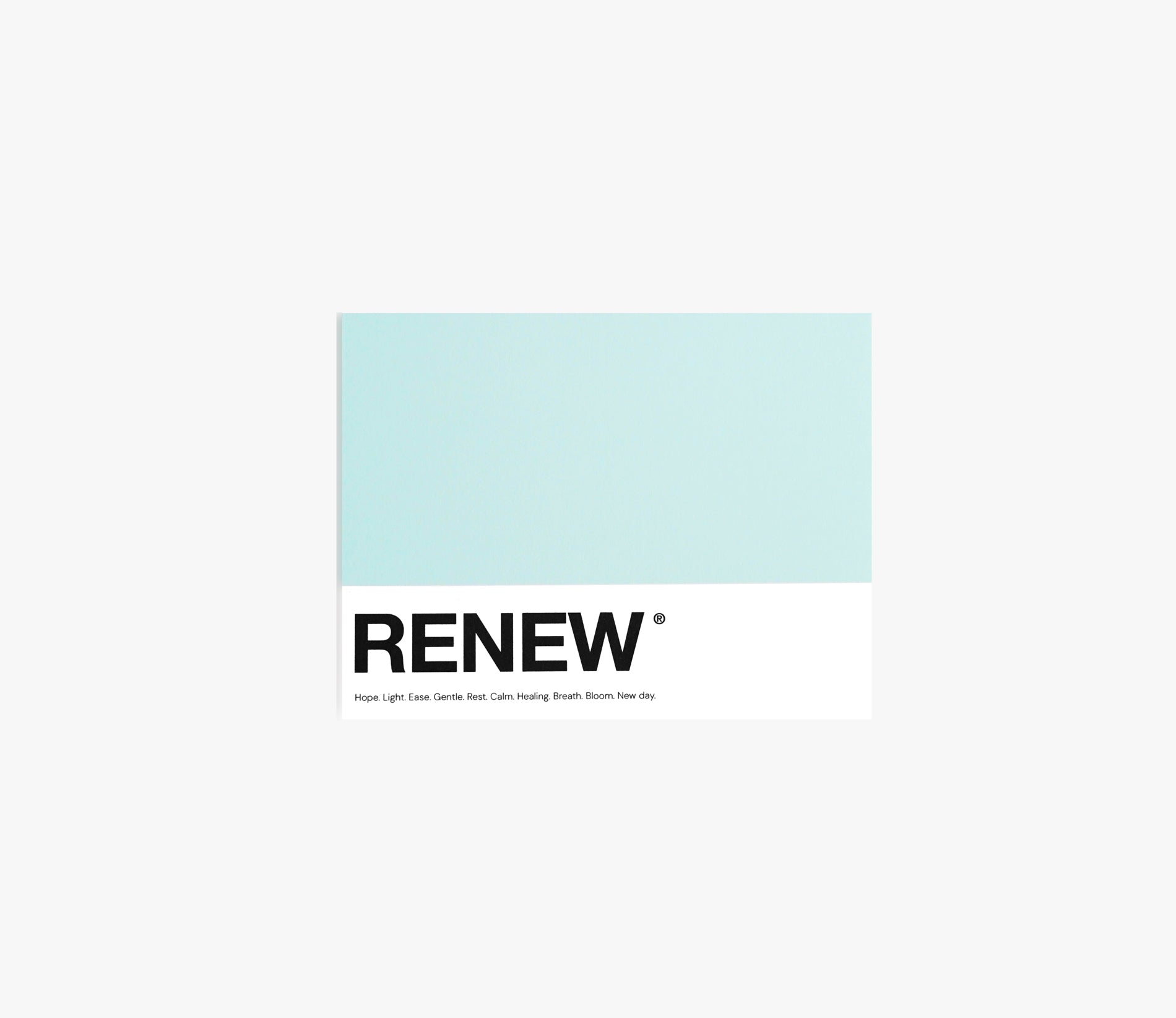 Renew - Pantone-inspired greeting card in fresh green — great for wishing someone to get better soon